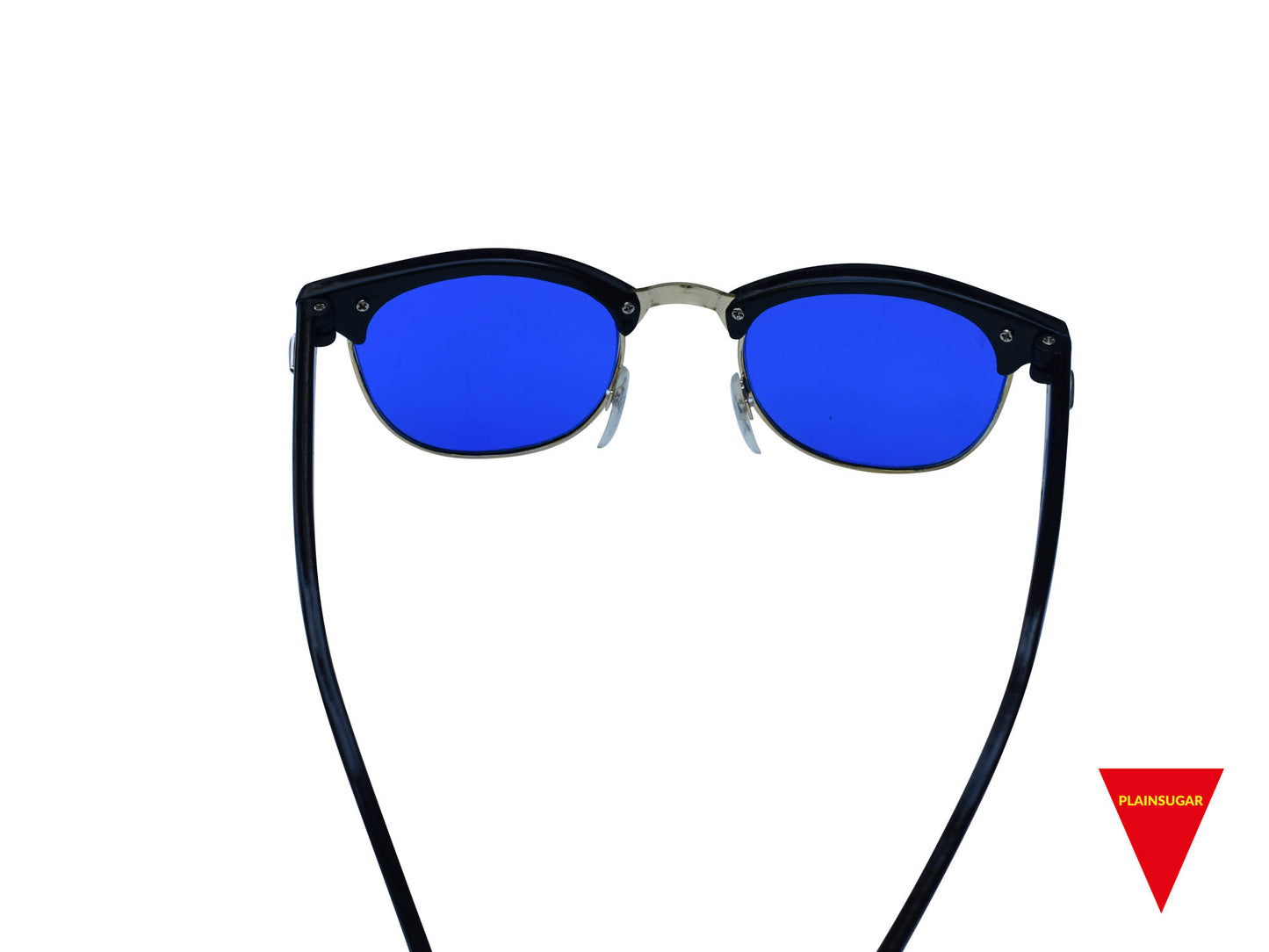 70's Clubmaster Sunglasses, Black Frame with Blue Lenses, Original Vintage, Unworn Optical Frame
