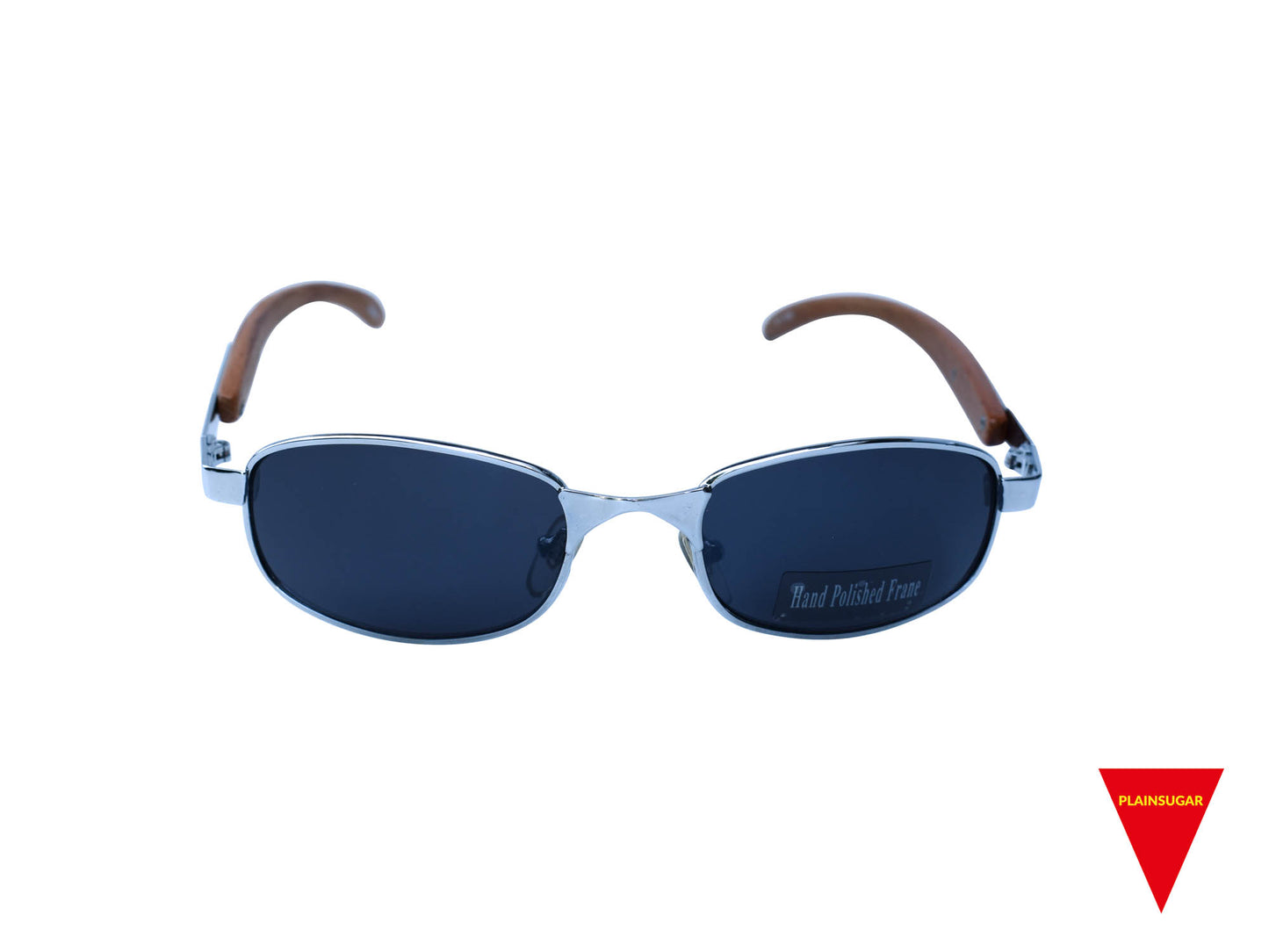 90's Sunglasses, Small Wood and Metal Frame with Dark Lenses, Unworn Original Vintage