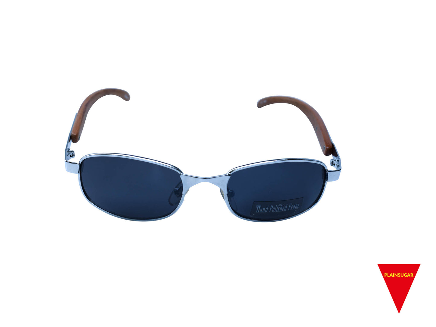 90's Sunglasses, Small Wood and Metal Frame with Dark Lenses, Unworn Original Vintage