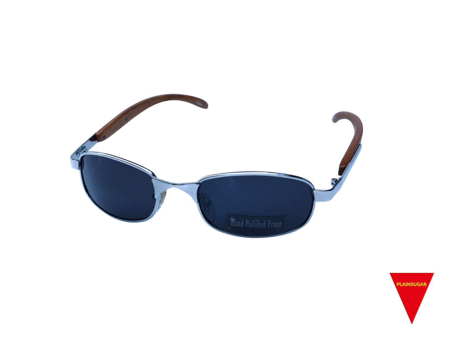 90's Sunglasses, Small Wood and Metal Frame with Dark Lenses, Unworn Original Vintage