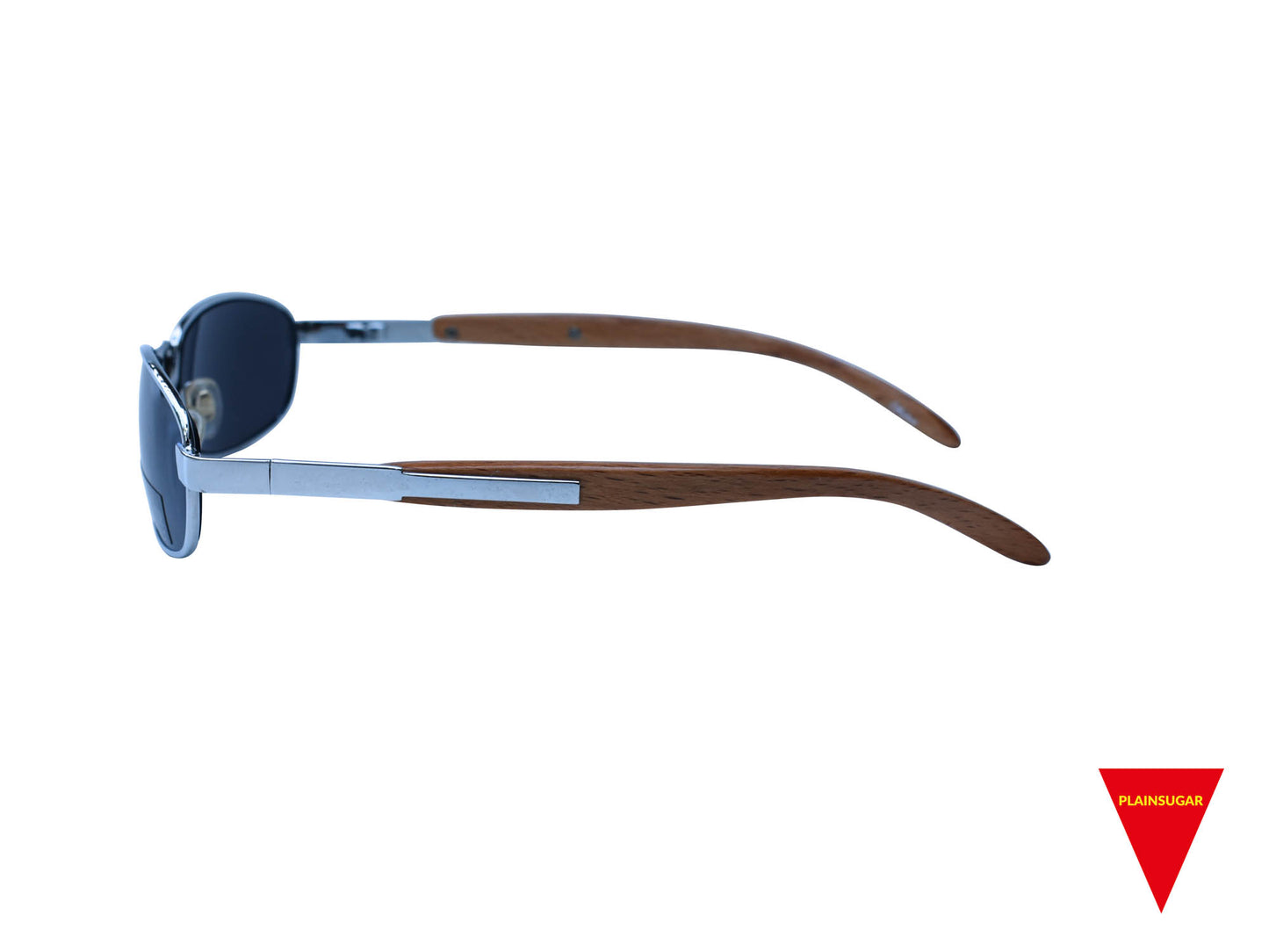 90's Sunglasses, Small Wood and Metal Frame with Dark Lenses, Unworn Original Vintage