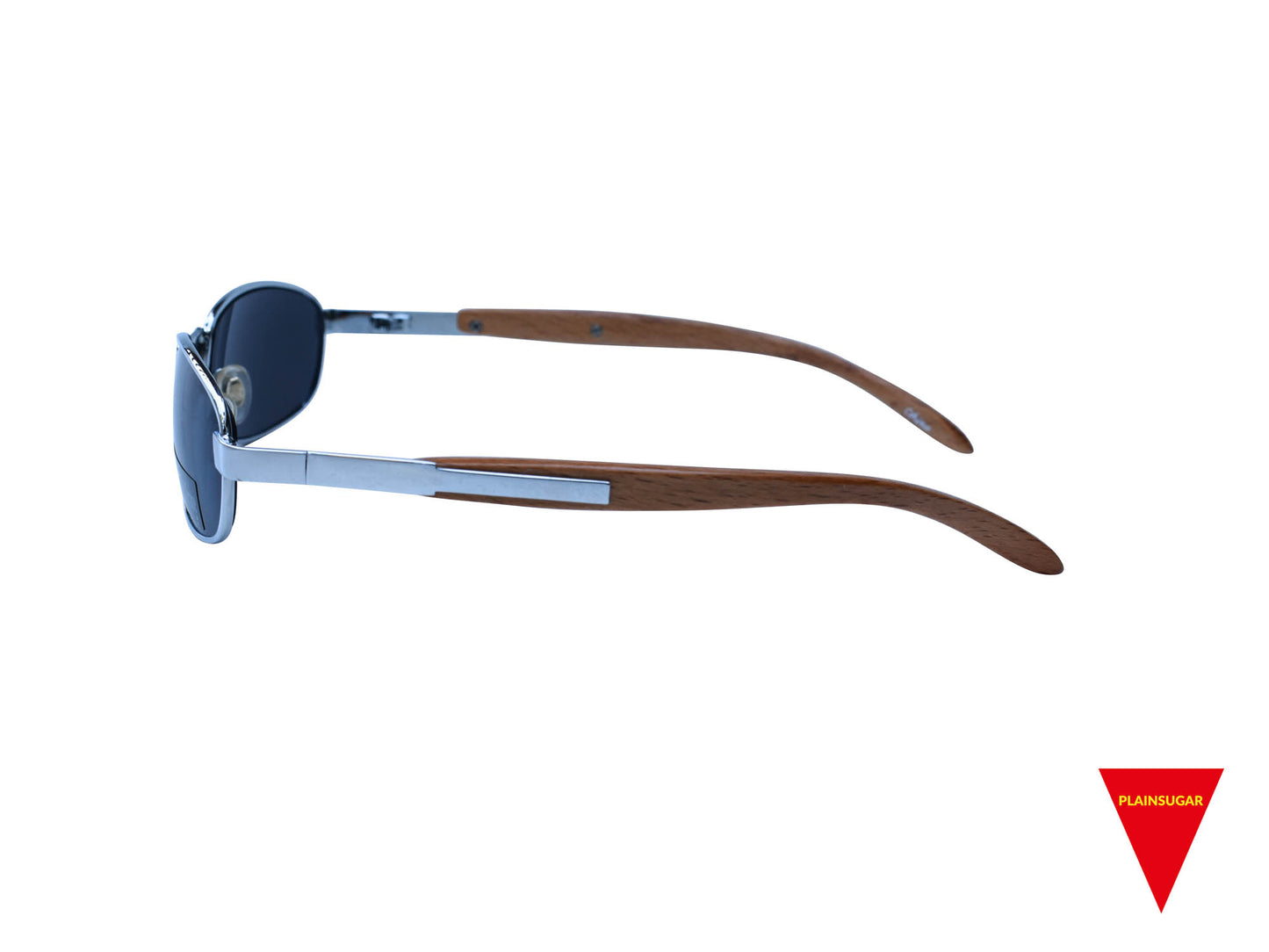 90's Sunglasses, Small Wood and Metal Frame with Dark Lenses, Unworn Original Vintage
