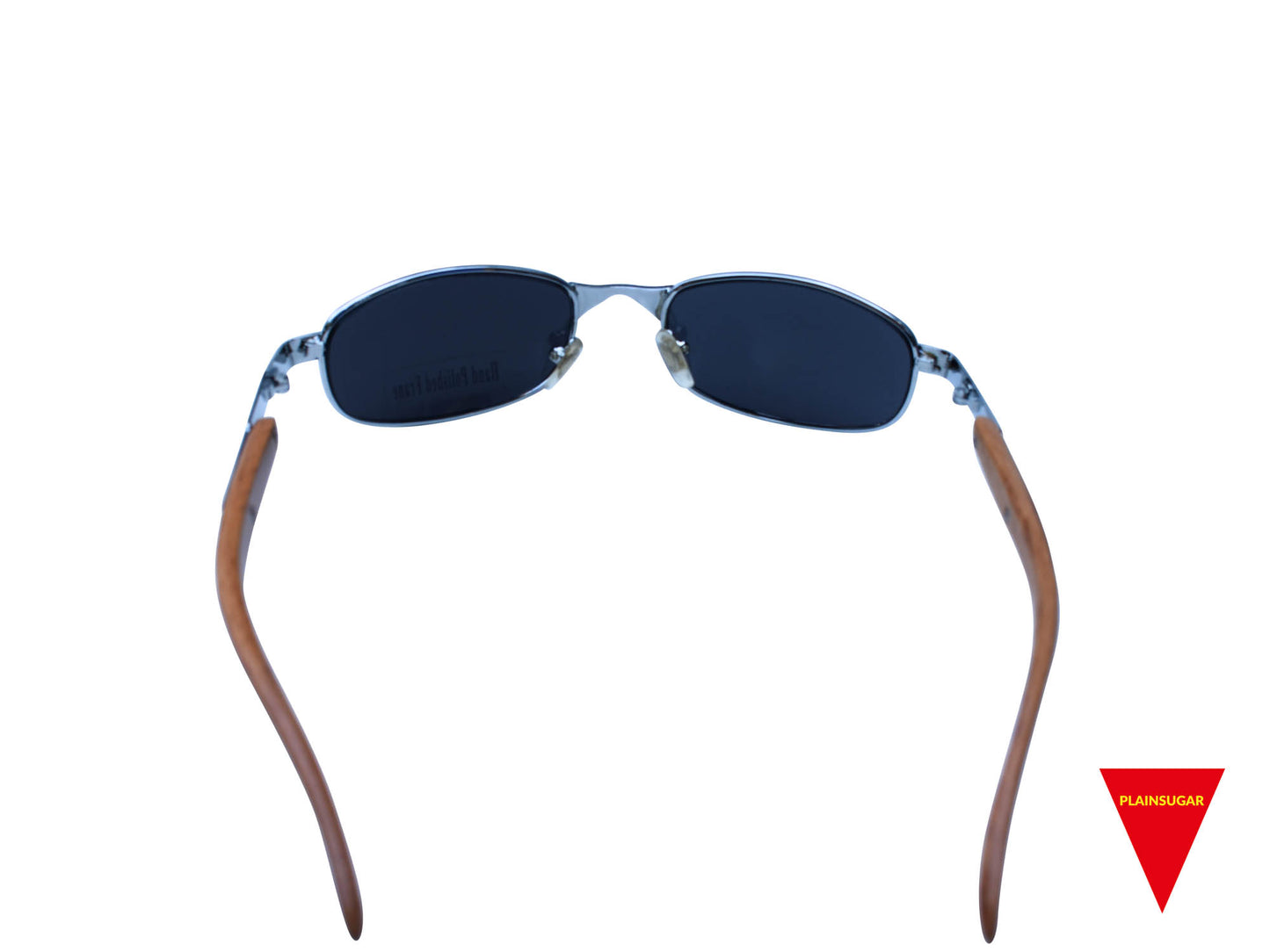 90's Sunglasses, Small Wood and Metal Frame with Dark Lenses, Unworn Original Vintage