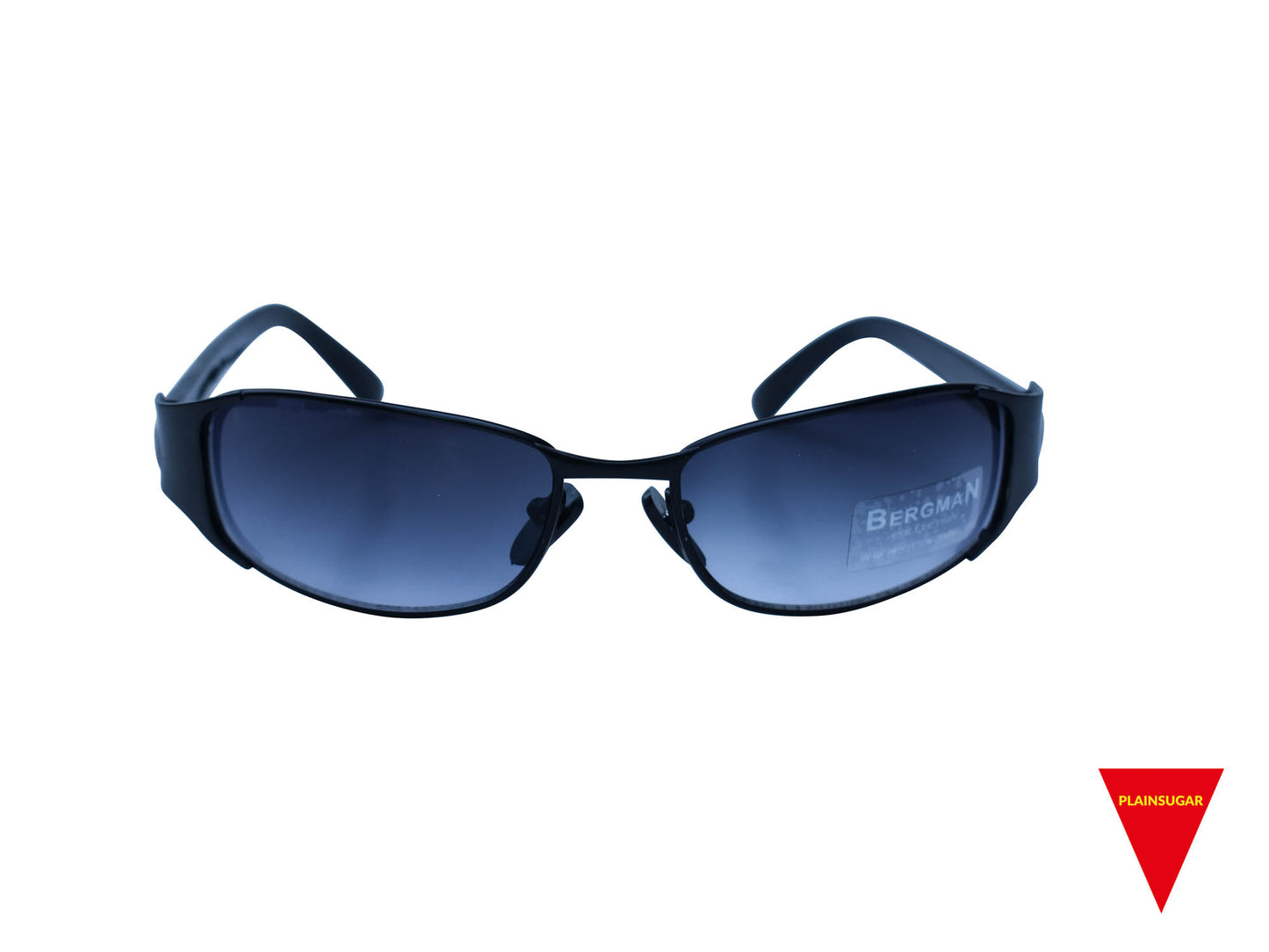 90's Futuristic Sunglasses, Medium Black Metal Frame with Dark Lenses, Original Unworn Vintage
