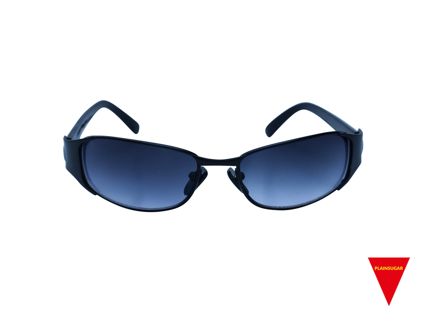 90's Futuristic Sunglasses, Medium Black Metal Frame with Dark Lenses, Original Unworn Vintage