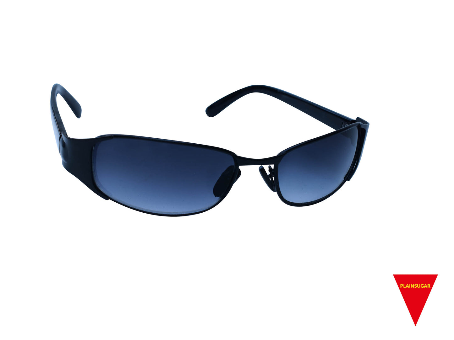 90's Futuristic Sunglasses, Medium Black Metal Frame with Dark Lenses, Original Unworn Vintage