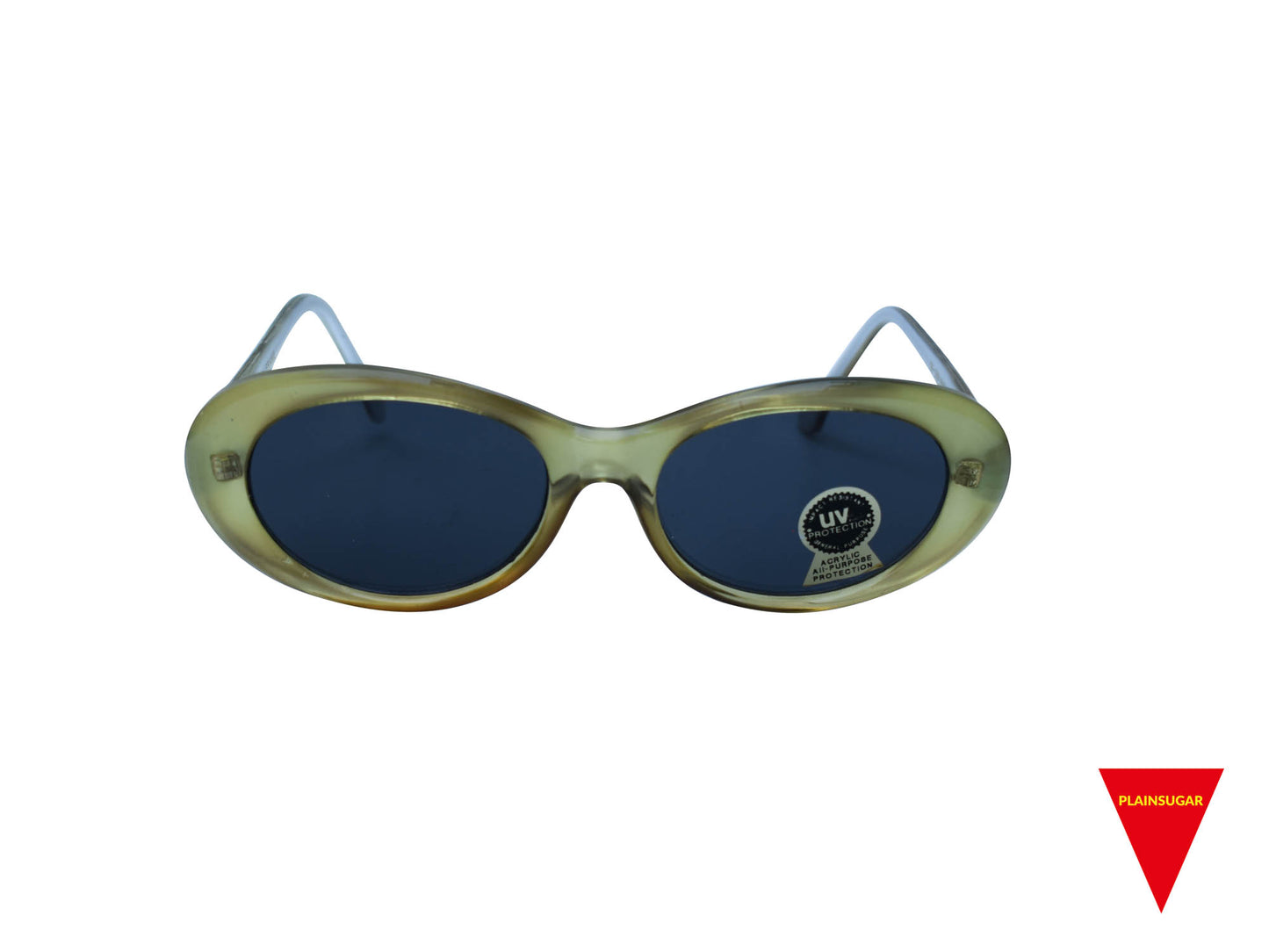 90's Oval Sunglasses, Alien Green Nirvana with Dark Lenses, High End Optical Quality Frame, Original Unworn Vintage